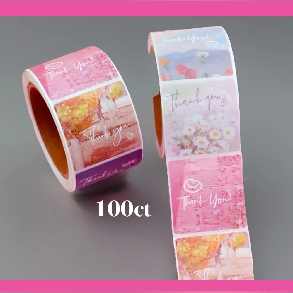 Thank You Design Stickers 100ct~(Boutique) ~NEW~ 1.18” square